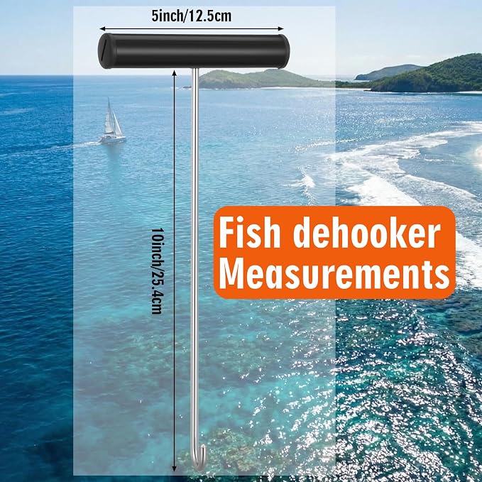 10 Inch Heavy Duty Saltwater Fish Hook Remover Fish Dehooker Tool Stainless Steel Fishing Hook Removal Tool Extractor with Solid Anodized Aluminum Handle