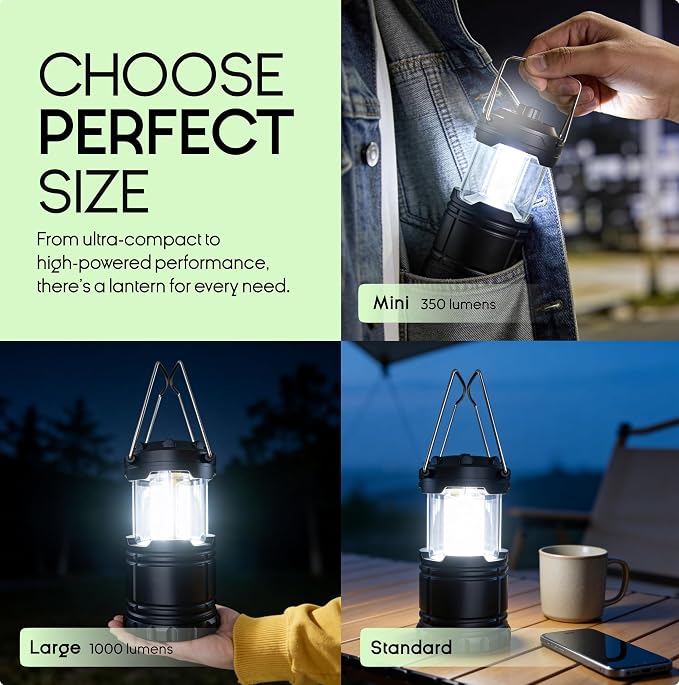 MalloMe LED Camping Lantern, Battery Powered Lanterns for Power Outages, Portable Hanging Collapsible Camping Lights for Outdoor, Home, Emergency, Hurricane Lamp Survival Outage Light 3 x AAA Operated