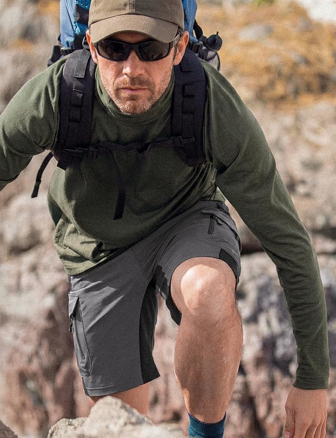 XKTTAC Men's Outdoor Quick Dry Lightweight Stretchy Shorts for Hiking, Tactical, Camping, Travel with 6 Pockets