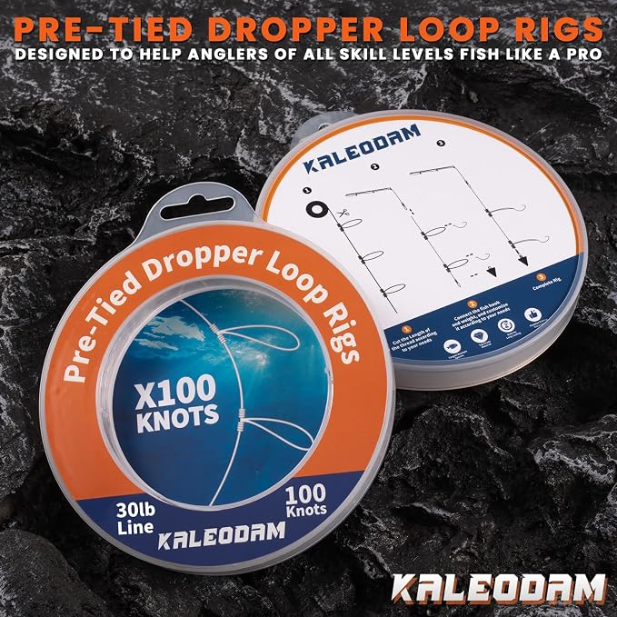 20lb-70lb 100knots Pre-Tied Dropper Loop Fishing Rig, 18" Spacing, 5.5" Loop Size, Ideal for Saltwater & Freshwater Fishing