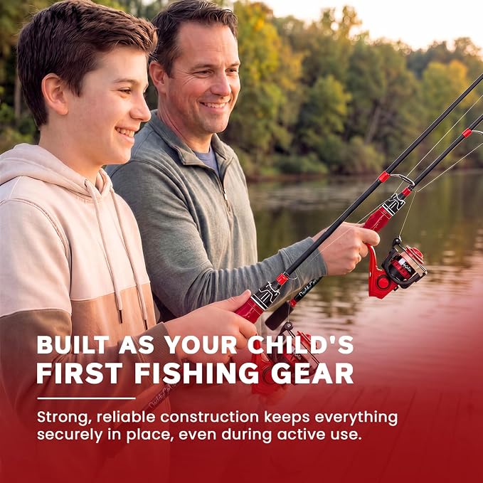 DaddyGoFish Spinning Fishing Rod and Reel Combo Set with Tackle Box | Kids Fishing Pole | Carbon Fiber Telescopic Fishing Rod Kit | Spinning Reel for Travel Saltwater Freshwater Fishing Gear Kit