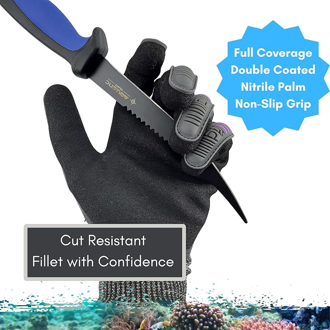 Premium Protection Pair of Dive Gloves for Hunting Lionfish, Lobster, Crab, Spearfishing, Working Underwater - Cut and Puncture Resistant