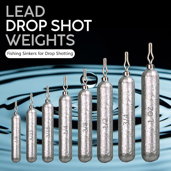 Reaction Tackle Lead Drop Shot Weights for Bass Fishing - Freshwater & Saltwater - Skinny Pencil Shaped Sinkers for Drop Shot Rig