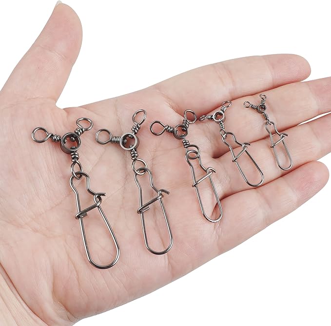 AGOOL Fishing 3 Way Swivel Snaps - 30pcs T-Turn Fishing Swivels Triple Swivels Cross Line Duo Lock Snap Swivels Fishing Lure Connectors Fishing Tackle for Trolling Catfish Rig Saltwater Freshwater