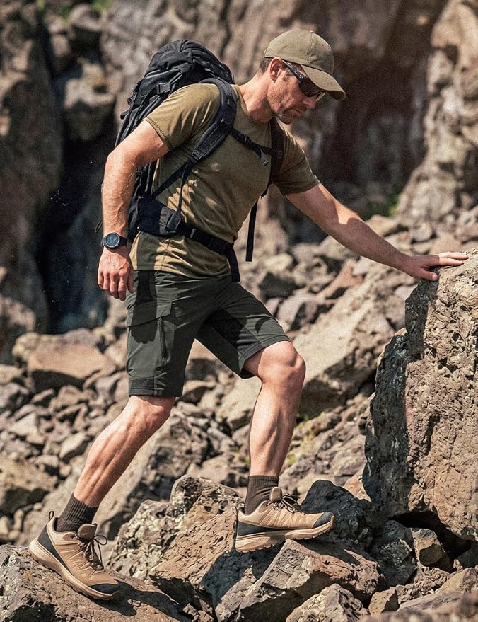 XKTTAC Men's Outdoor Quick Dry Lightweight Stretchy Shorts for Hiking, Tactical, Camping, Travel with 6 Pockets
