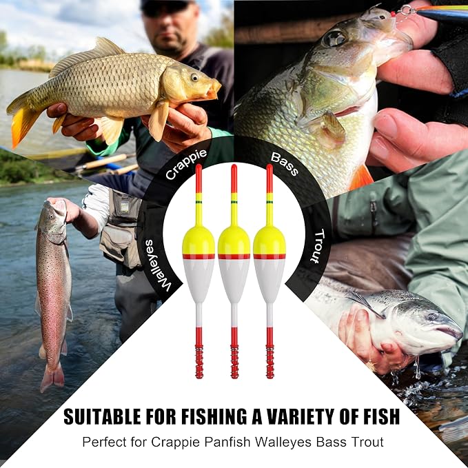 SILANON Wood Slip Bobbers Fishing Floats and Bobbers Spring Oval Stick Slip Floats for Crappie Catfish Trout Panfish Walleyes Fishing 5/10pcs