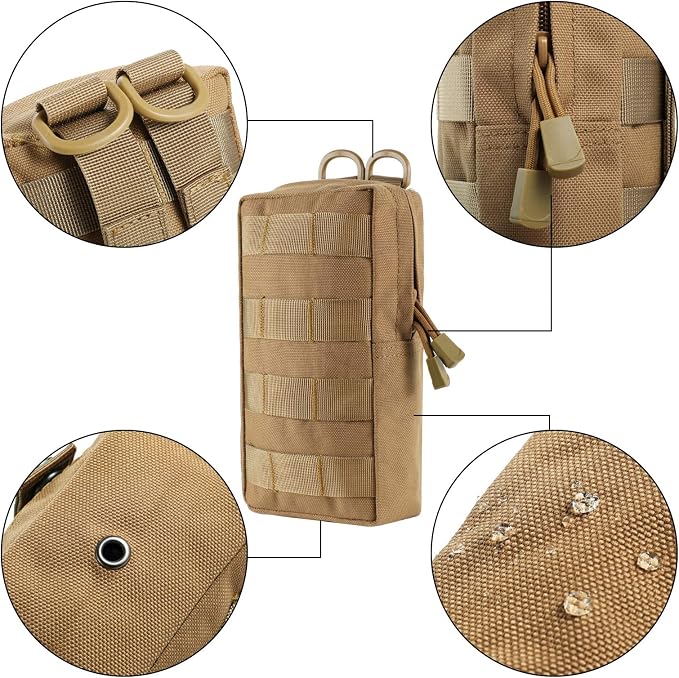 FRTKK 2 Pack Molle Pouches - Tactical Compact Water-Resistant EDC Pouch Bag Small Utility Pouch