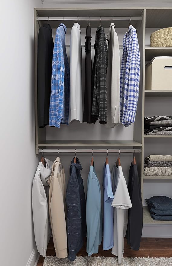 Easy Track PH43-CG Ultimate Corner Wood Kit Closet Organizer in Weathered Grey with Chrome Hardware