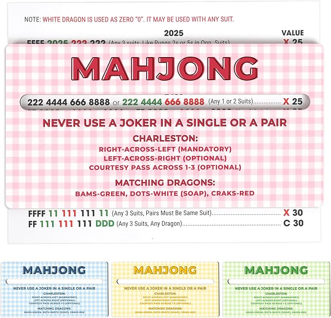 4 Pack Mahjong Line Reader with Rules, Wooden 2026 Mahjong Line Finder, Instructions for Beginners, Mah Jongg Accessories, Mah Jongg Gifts for Women