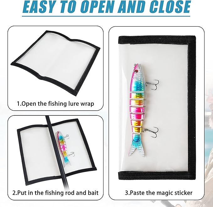 AGOOL Fishing Lure Wraps 5/10 Packs Durable Clear PVC Lure Covers Keeps Fishing Safe Easily See Lures Fishing Hook Covers Bait Storage Keeps Children, Pets and Fishermen Safe from Sharp Hook