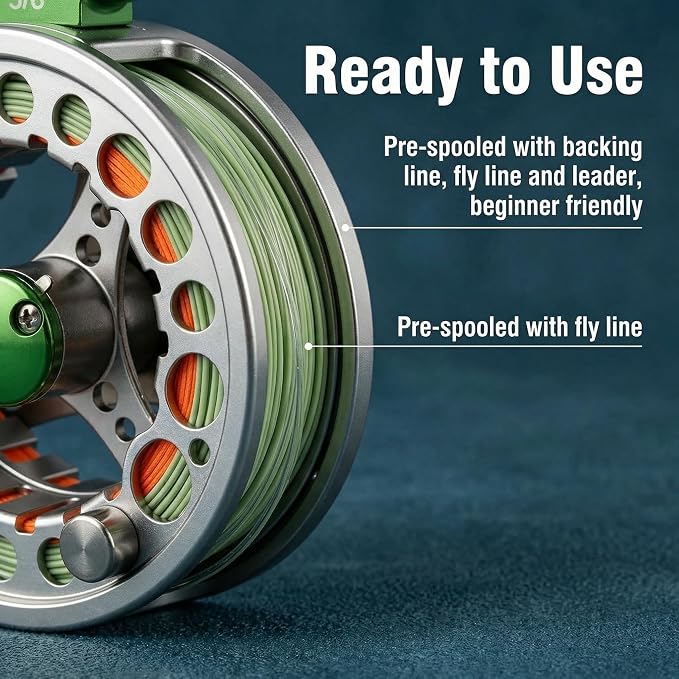 Fly Fishing Reel with Aluminum Alloy Body 5/6wt Die Cast Pre-Loaded Fly Reel with Line Combo for Trout Bass Carp Pike Panfish