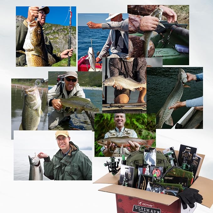 Goture Fishing Kits for Adult,Fishing Pole and Reel Combo, OpenSide Fishing Sling Tackle Storage Bag with 3 Tackle Boxes,Gift for Men