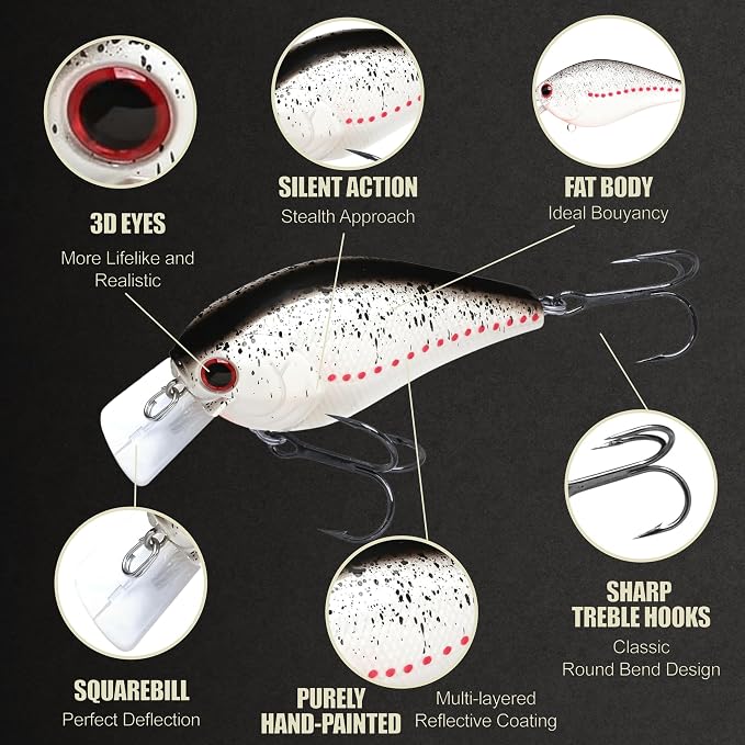 LUCKY CRAFT LC 2.5 Silent Crankbait Fishing Lures, 2-3/8” Squarebill Crankbait, Bass Lures, Floating 4ft Depth Hard Bait, Champion Freshwater Fishing Gear and Tackle Box Accessories