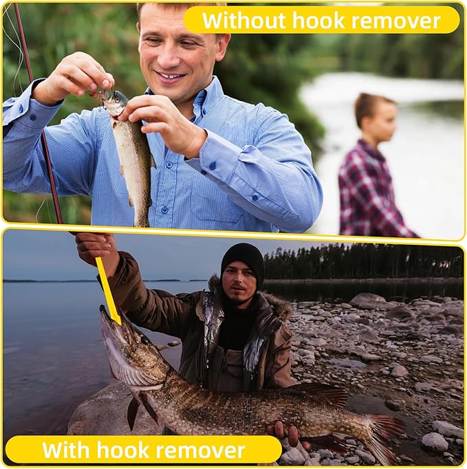 6 Pcs Fish Hook Remover Tool Snelled Fishing Hook Disgorger Plastic Unhook Extractor Tool for Fishing Gear Accessories 2 Different Sizes