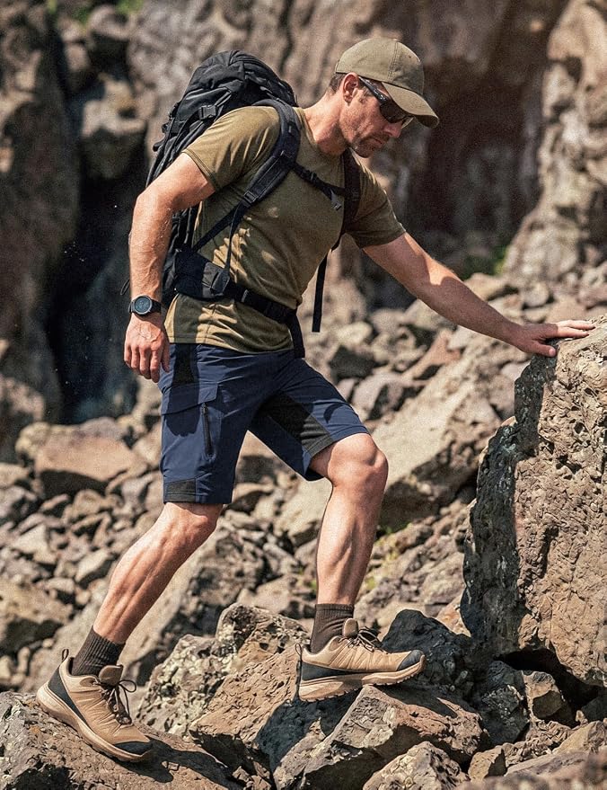 XKTTAC Men's Outdoor Quick Dry Lightweight Stretchy Shorts for Hiking, Tactical, Camping, Travel with 6 Pockets