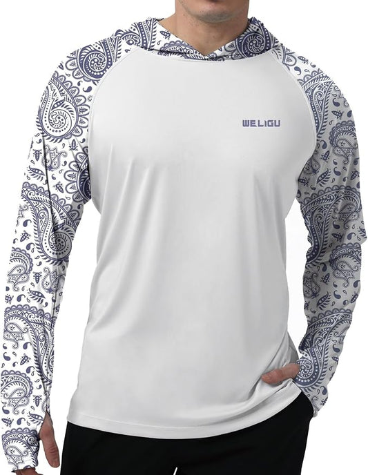 Men's UPF 50+ Sun Protection Hoodie Shirt Long Sleeve SPF Fishing Outdoor UV Hiking Lightweight Shirts