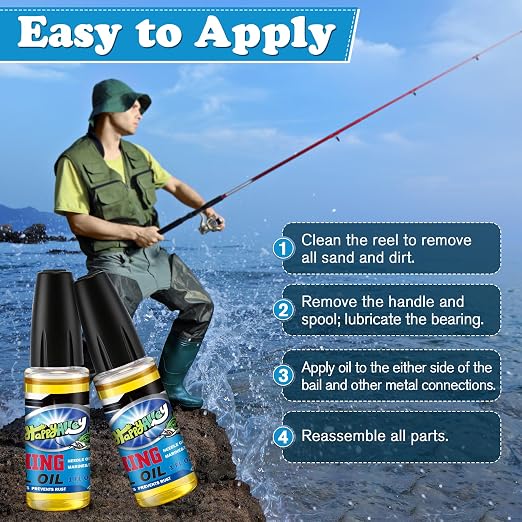 Fishing Reel Oil, 2 OZ Fishing Gear Oil Lubricant for Fish Care Reels, Boat Motors, Downriggers, Winches, Pulleys and Trailers (2 Pack)