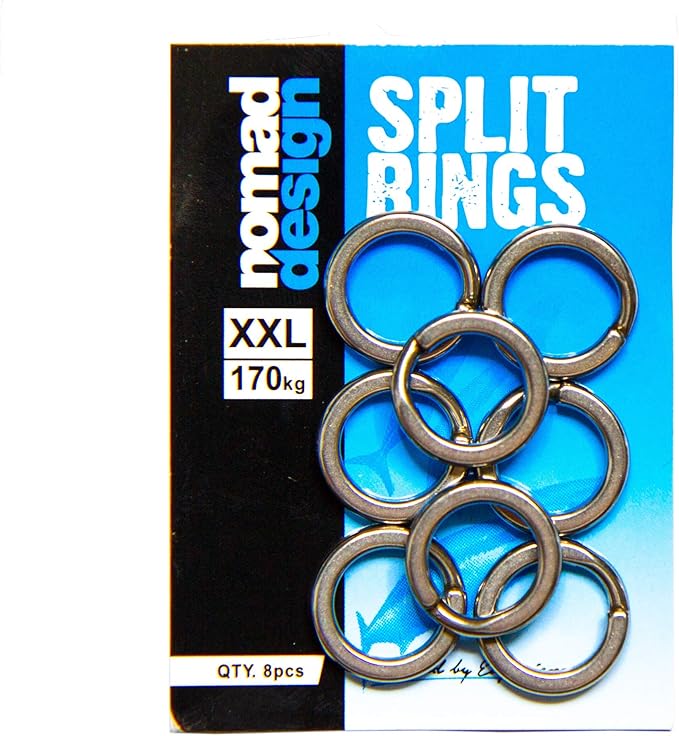 Nomad Design Heavy Duty Split Rings - Snap Ring, Split Ring, Lure Connector Fishing Pliers for Jigging Trolling and Saltwater Freshwater