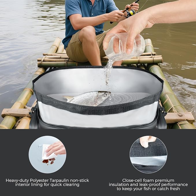 Handor Waterproof Fishing Tackle Bag, Large Saltwater Resistant Storage, 1000D PVC Material, Holds 3600 3700 Trays (Black and Purple, Large Bag)