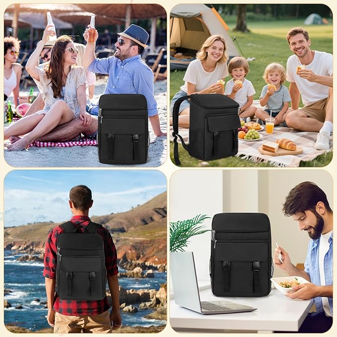 Backpack Cooler - 30/40/50 Cans Insulated Cooler Backpack for Men & Women Portable Leak Proof Lunch Backpack Cooler Bag for Beach Picnic Travel Work Camping Hiking-Black