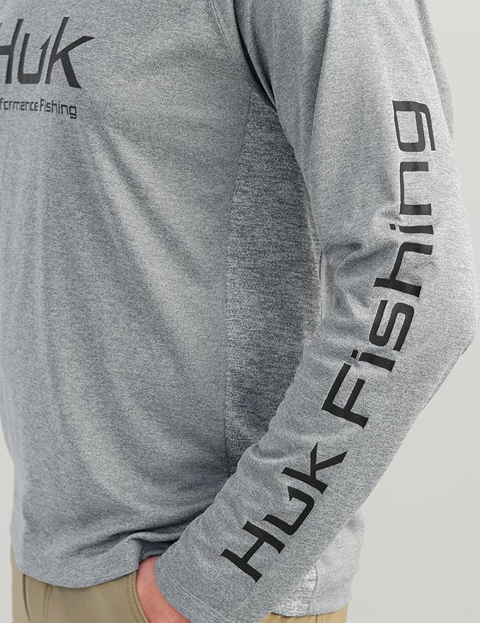 HUK Mens Pursuit Vented Long Sleeve Hoodie, Fishing Shirt with Hood