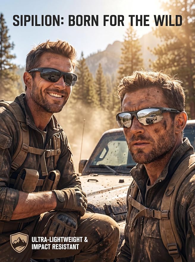 SIPLION Polarized Sunglasses Men Sports: UV400 Protection Anti-Slip Wrap-Around TR90 Frame for Driving Fishing Golf Running