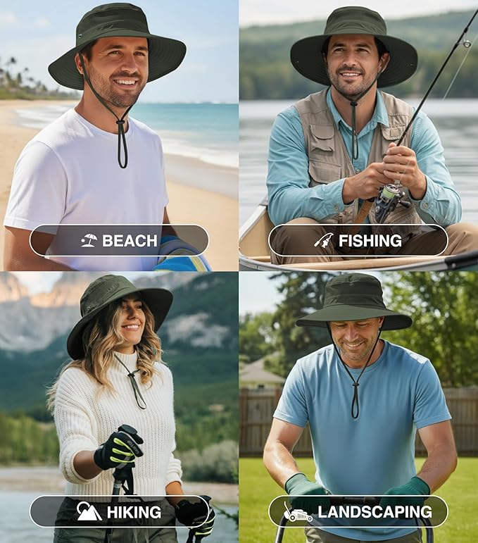 GearTOP Safari Hat for Men Sun Hats for Women UV Protection UPF 50+ Fishing, Gardening, Hiking Hat (22-23 1/2")