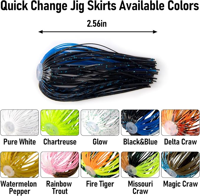 Dr.Fish 15 Pack Replacement Jig Skirts 88-Strands Silicone Fishing Umbrella Skirts Quick Change for Spinnerbaits Bass Jig Lures Making Accessories