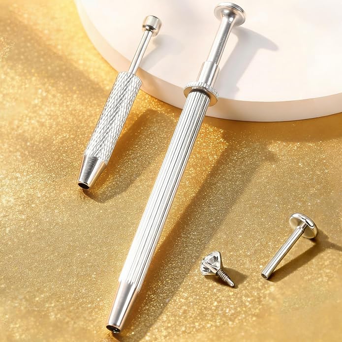 14g/16g/18g ASTM F136 Titanium Piercing Taper Insertion Pin for Internal Thread Tragus/Helix/Lip/Nose/Helix/Piercing Jewelry Cartilage Earrings Labret Nose Studs Stretcher Assistant Tool
