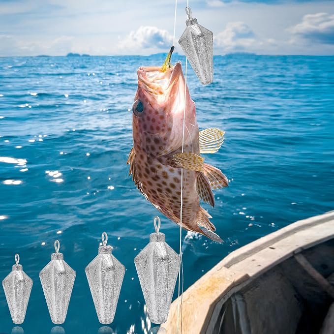 Fishing Pyramid Weights Sinkers Rhombus Quadrangle Lead Triangle Fishing Sinkers Surf Fishing Sinkers for Ocean Saltwater Fishing Casting Gear Tackle 1oz 2oz 3oz 4oz
