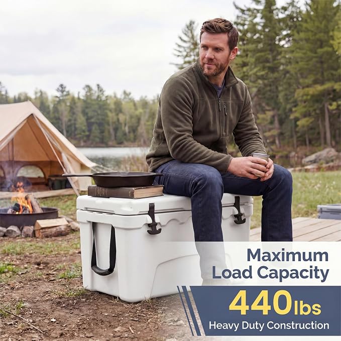 COSTWAY Portable Insulated Hard Cooler – Keeps Ice Up to 6 Days, Heavy-Duty Outdoor Ice Chest with Cup Holders, Built-in Fish Ruler & Bottle Opener for Camping, Fishing, Beach, Tailgating