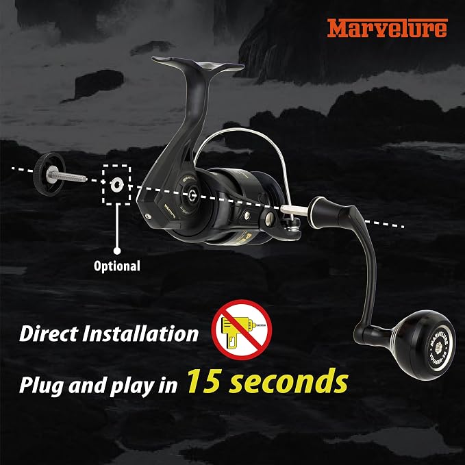 Locked-Type Power Handle (Hexagon Shaft) Compatible for Penn Wrath I II 2500-4000 Spinning Fishing Reel (Not for 5000-8000 Thread)