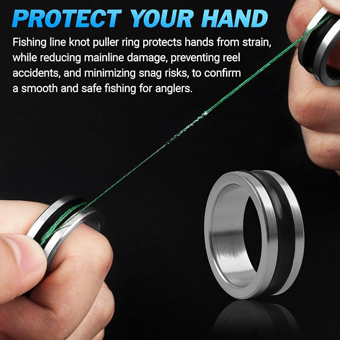 SILANON 2pcs Fishing Line Puller Ring, Fishing Knot Tying Tool Alloy Line Dragger Tightener Ring FG GT Knot Puller Tool Assist Fishing Line Knotting Grippers Device for Tying