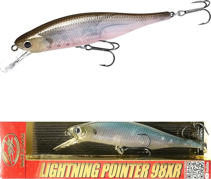 LUCKY CRAFT Lightning Pointer 98XR, Freshwater Bass Fishing Lures and Walleye Fishing Lures, 4" Slow Sinking Jerkbait, 6-7ft Depth, Largemouth Smallmouth, Tournament Fishing Gear