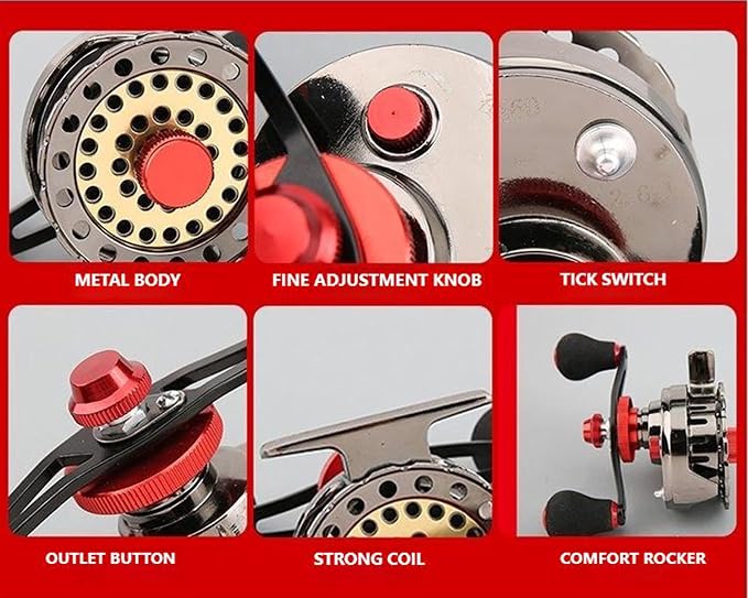 19.7” Ice Fishing Rod and Reel Combo-Spinning Ice Fishing Combos Fishing Poles Bass Crappie Rod Fishing Pole Kids Fishing Pole Ice Fishing Gear for Winter Fishing