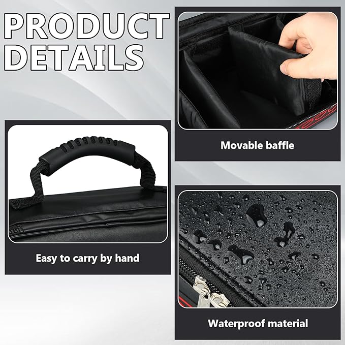 Fishing Line Management Bag Portable Waterproof Reel Gear Bag Line Organization for Spools with 6 Adjustable Dividers for Spinning, Baitcasting, Fly Reels