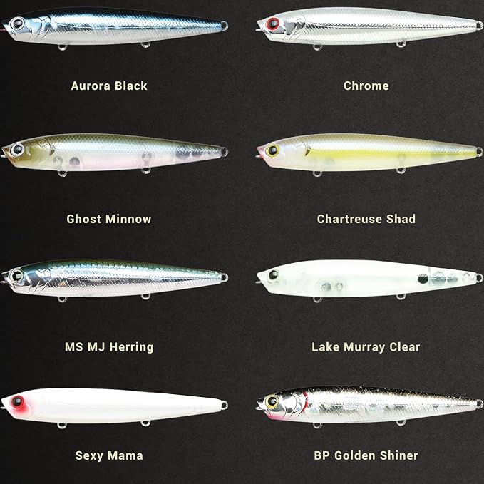 LUCKY CRAFT Gunfish 95 3 Hook Freshwater Fishing Lures and Bait for Bass Fish, Topwater Fish Line, Surface Bait with Treble Hooks, Fishing Gear for Tackle Box