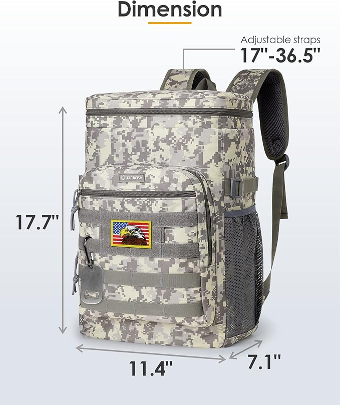 TACTICISM Tactical Cooler Backpack Insulated Leak-Proof - 24L Heavy Duty Lunch Backpack for Men Women Adults, Soft Ice Chest Backpack as Gift Work Hiking Camping Fishing Accessories