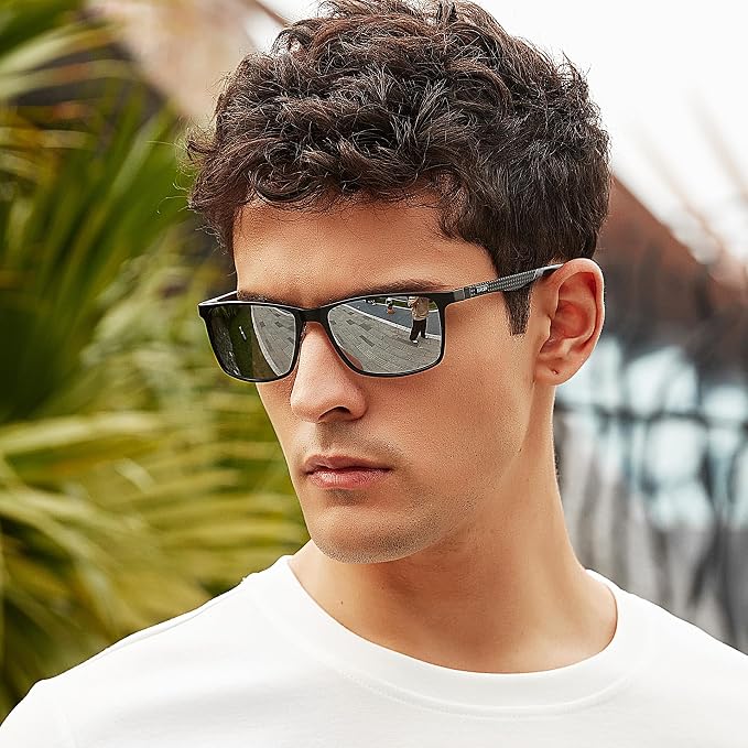 BIRCEN Polarized Mens Sunglasses for Driving: UV Protection Al-Mg Metal Sunglasses Lightweight Shades for Fishing Travel Golf