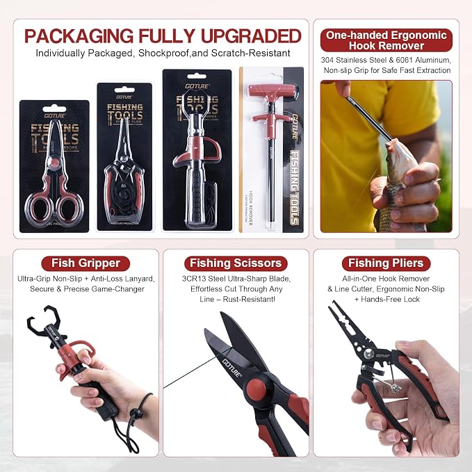 Goture Fishing Rod and Reel Combo, Red Telescopic Fishing Pole with Full Starter Kit & Carrier Bag, Portable 24T Travel Spinning Rod for Bass Trout, Freshwater Beginners Gift