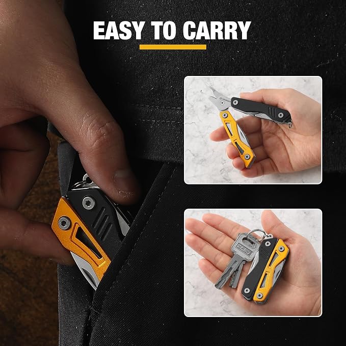 VIRENKNIFE Multitool,13-in-1 Stainless Steel Multi Tool Pliers with Pocket Knife,Bottle Opener，Screwdriver，Perfect for Camping, Outdoor and Everyday Use,Gifts for Men Dad（Black & Yellow）