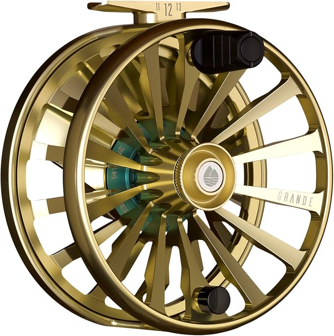 Redington Grande Fly Fishing Reel, Heavyweight Big Game Fly Reels, Freshwater and Saltwater, Super-Torque Drag System, Champagne, 14+