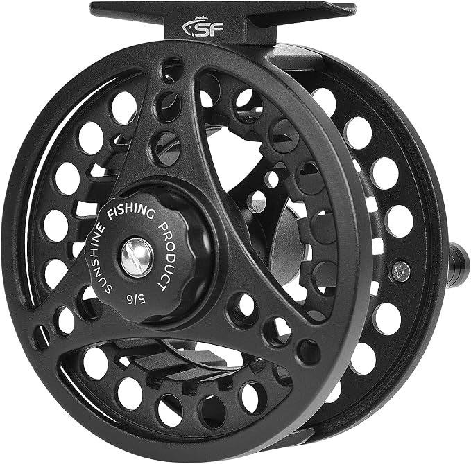 SF SF-001 Large Arbor Fly Fishing Reel with Aluminum Alloy Body 3/4wt 5/6wt 7/8wt Die Cast Pre-Loaded Fly Reel with Line Combo for Trout Bass Carp Pike Panfish