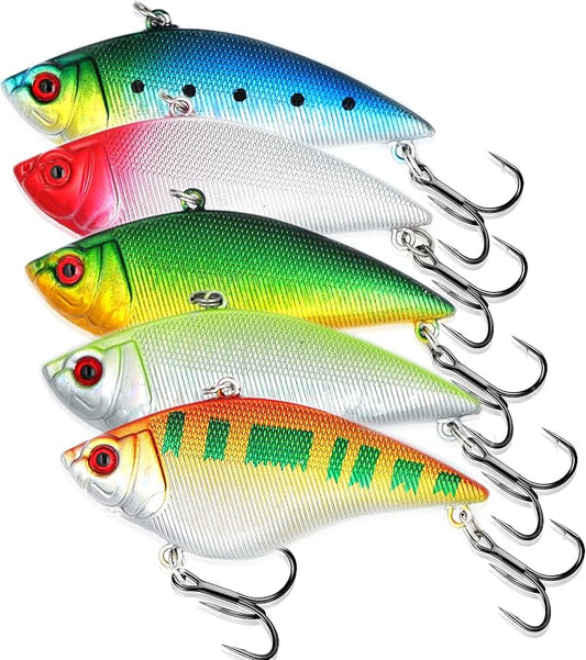 EXAURAFELIS Lipless Crankbait Fishing Lures Fishing Gear Vibration Lures VIB Lure with Treble Hook Swimbait FishingBait Sinking Lure for Bass Trout Walleye Redfish