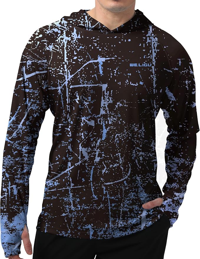 Men's UPF 50+ Sun Protection Hoodie Shirt Long Sleeve SPF Fishing Outdoor UV Hiking Lightweight Shirts