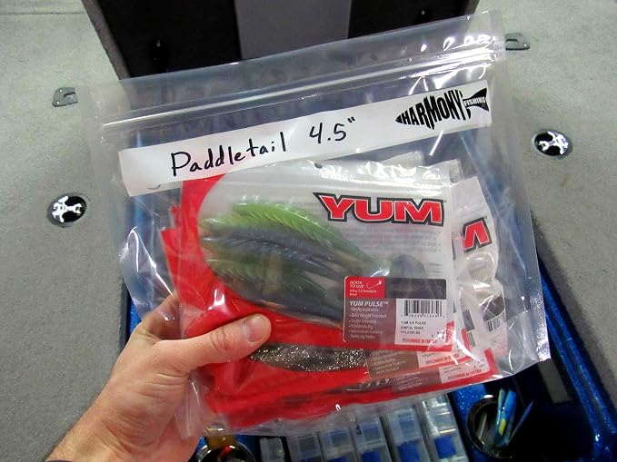 Harmony Fishing Bait Bags (10 Pack) - Durable Clear Storage Bag Organizers for Soft Plastic Baits, Lures, Tackle, and Fishing Accessories