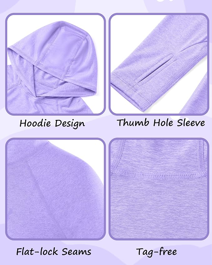 Roadbox Boys Rash Guard Hooded Fishing Shirt, Kids UPF 50+ Long Sleeve Sun Hoodie, Youth UV Protection Beach Swim Shirts