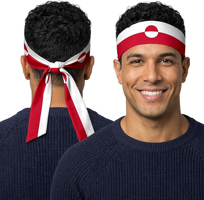 Tie Headband for Women & Men, Flag Patterned Sports Sweatband Head Wrap, Hair Bandana Accessory, 40" x 2.4"