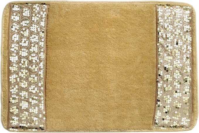 Zahari Home Sinatra Modern Bathroom Rug Classic Luxury Bath Rug Contemporary Decor Champagne Gold Bath Mat for Shower Unique Design Stylish Bathroom Rug Bath Shower Tub Décor