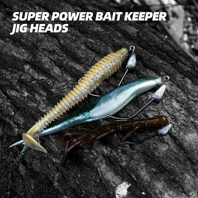 Spring Lock Jig Heads – 30pcs per Box, Weedless Jig Heads for Bass, Trout, Saltwater and Freshwater Fishing, 4 Sizes to Choose